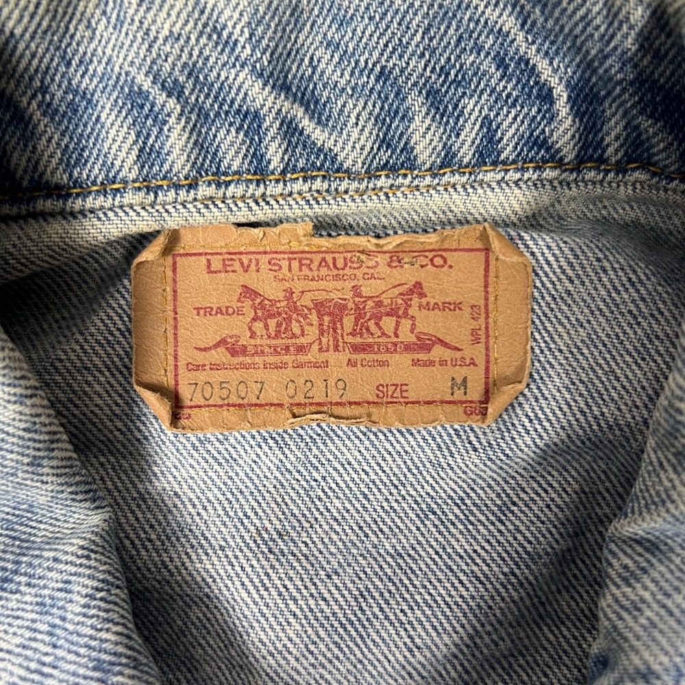 Vintage 90s Levi's Denim Trucker Jacket Medium Type 3 70507 0219 Acid Wash USA - Picture 2 of 9
